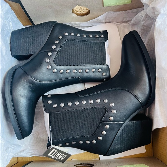 Dingo Stay Sassy Western Booties Women's Studded Ankle Leather Boots Black Sz 7 - Picture 5 of 5
